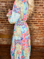 Load image into Gallery viewer, Pattern Daze Multi Print Pastel Mix Long Sleeve Midi Dress
