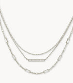 Load image into Gallery viewer, Addison White Crystal Triple Strand Silver Necklace
